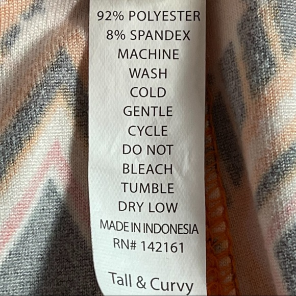 Lularoe Tall & Curvy orange, black, white, red diamond design leggings, like new - Picture 8 of 9